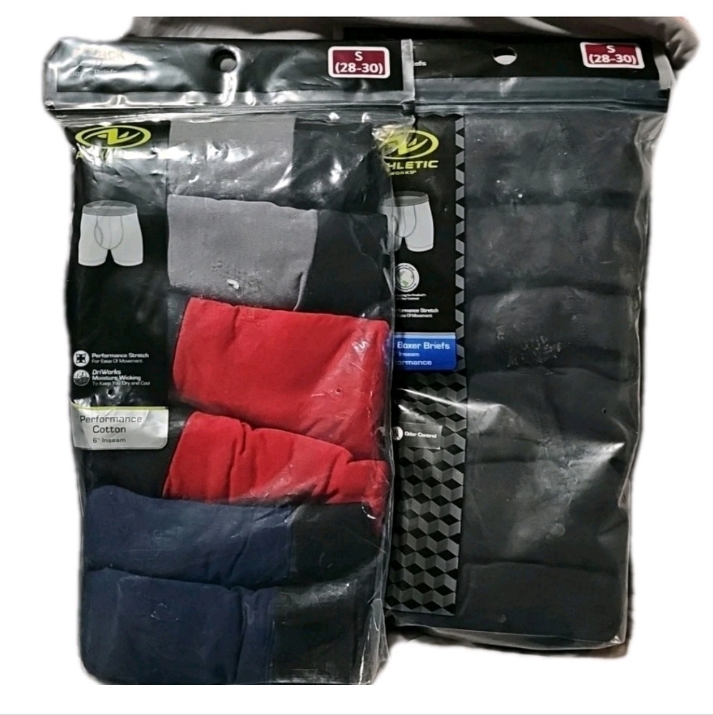 Athletic Works Men’s Boxer Briefs Black, Red, Gray, Navy 12 Pair 6-Pack×2 Size S